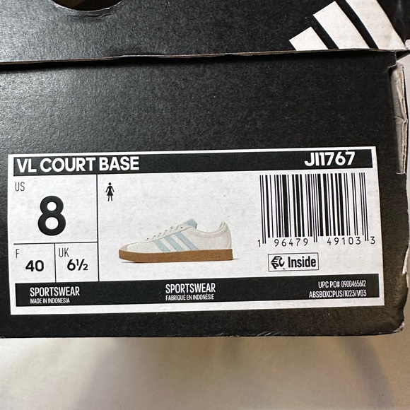 Adidas VL Court Base Cream and Light Blue Sneakers - Picture 11 of 12